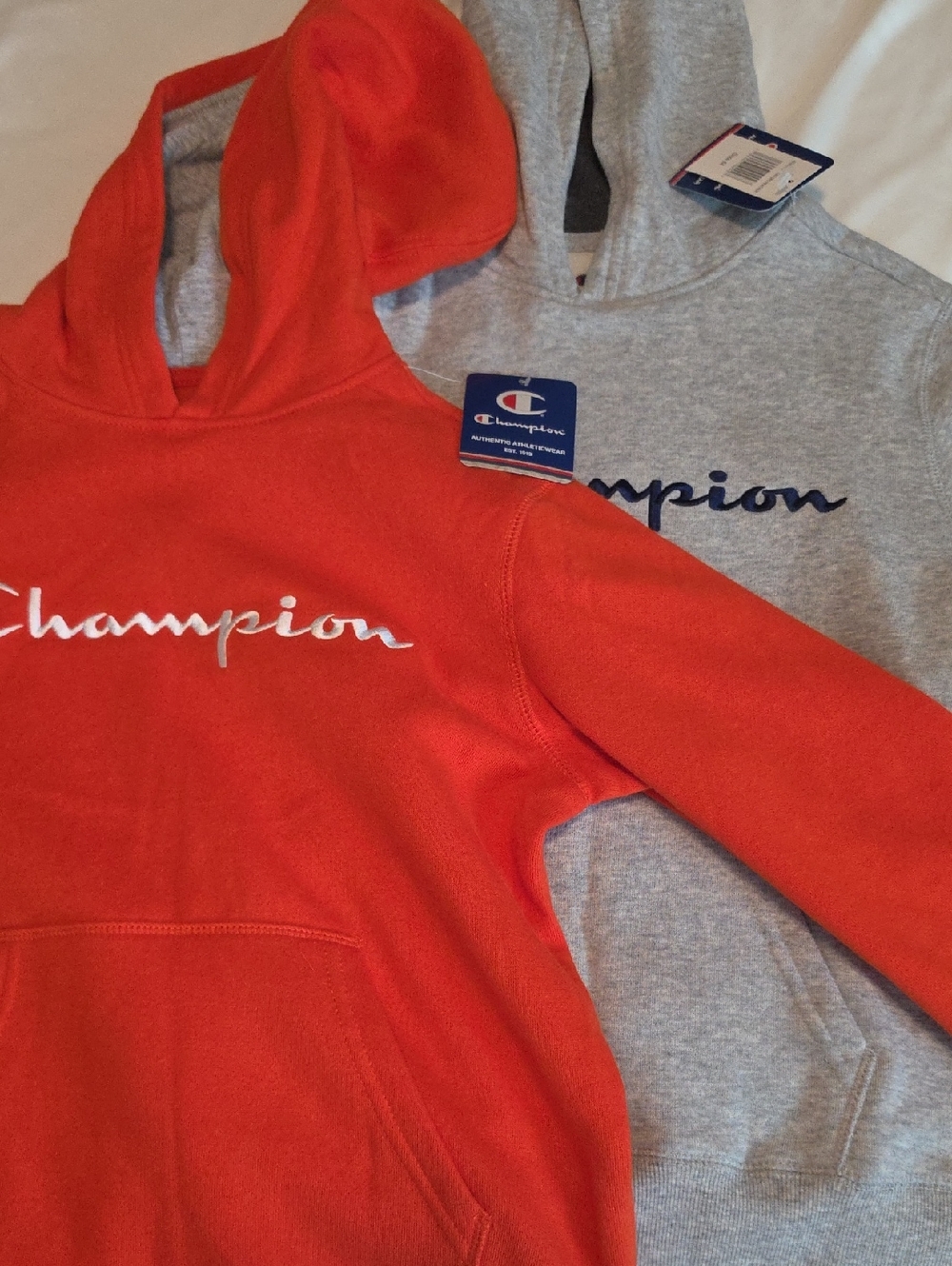 Champion Kids Hoodies Orange & Gray Pullover Sweatshirts